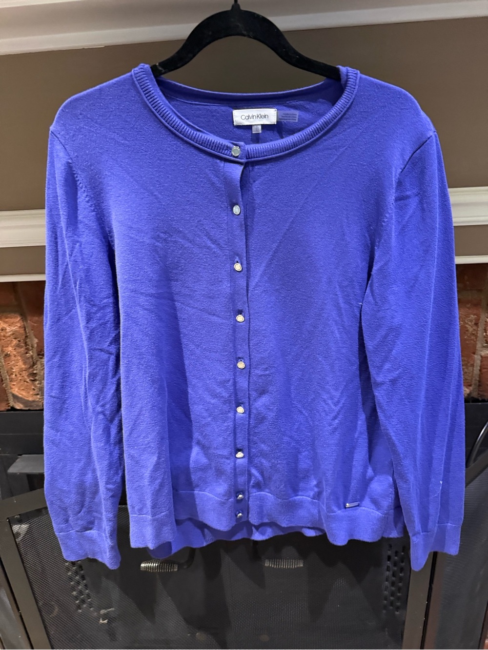 Calvin Klein Purple Crewneck Button-Front Cardigan Sweater - Size XL